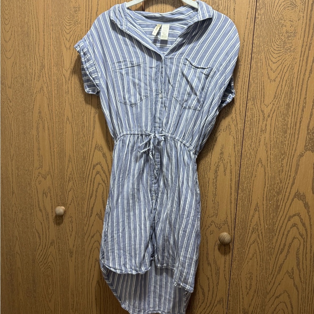 Blue and White Striped Dress